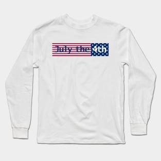 July 4th Typography in Stars and Stripes Text Long Sleeve T-Shirt